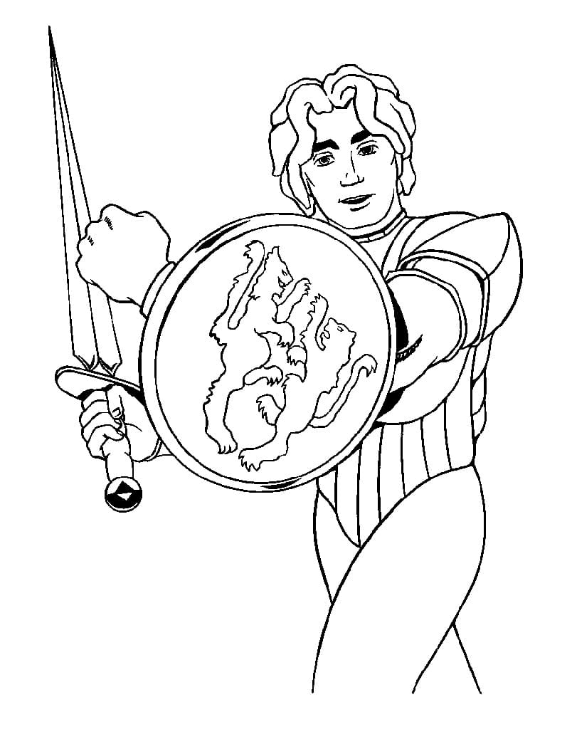 Handsome Knight coloring page