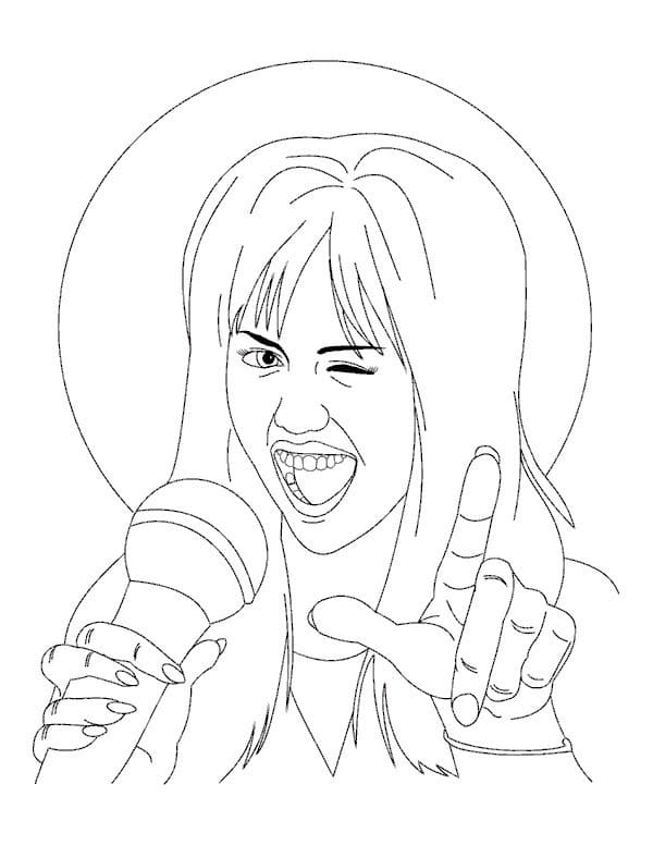 Hannah Montana is Singing coloring page