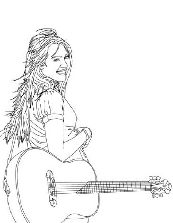 Hannah Montana with Guitar coloring page