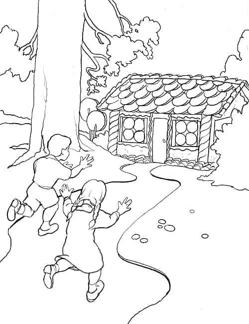 Hansel and Gretel Are Running coloring page