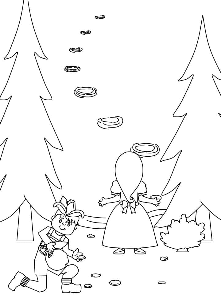 Hansel and Gretel in the Forest coloring page