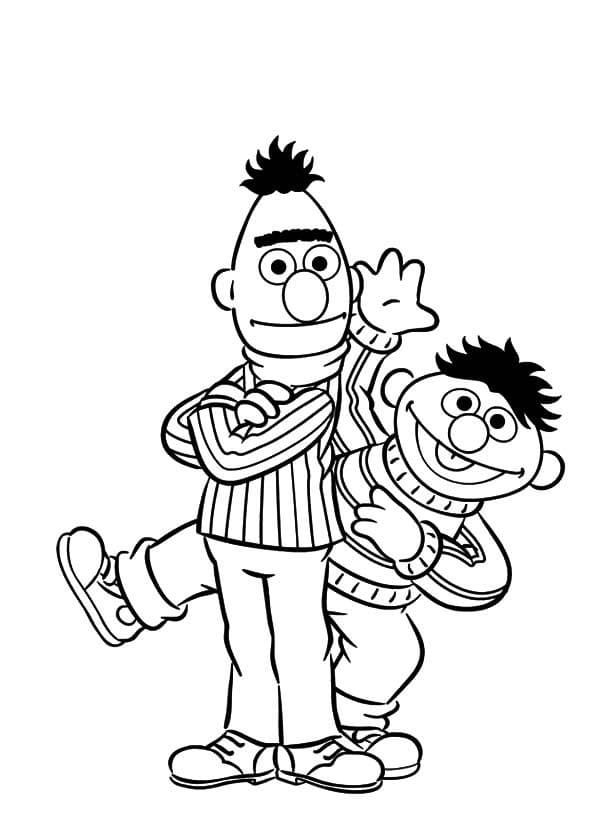 Happy Bert and Ernie coloring page