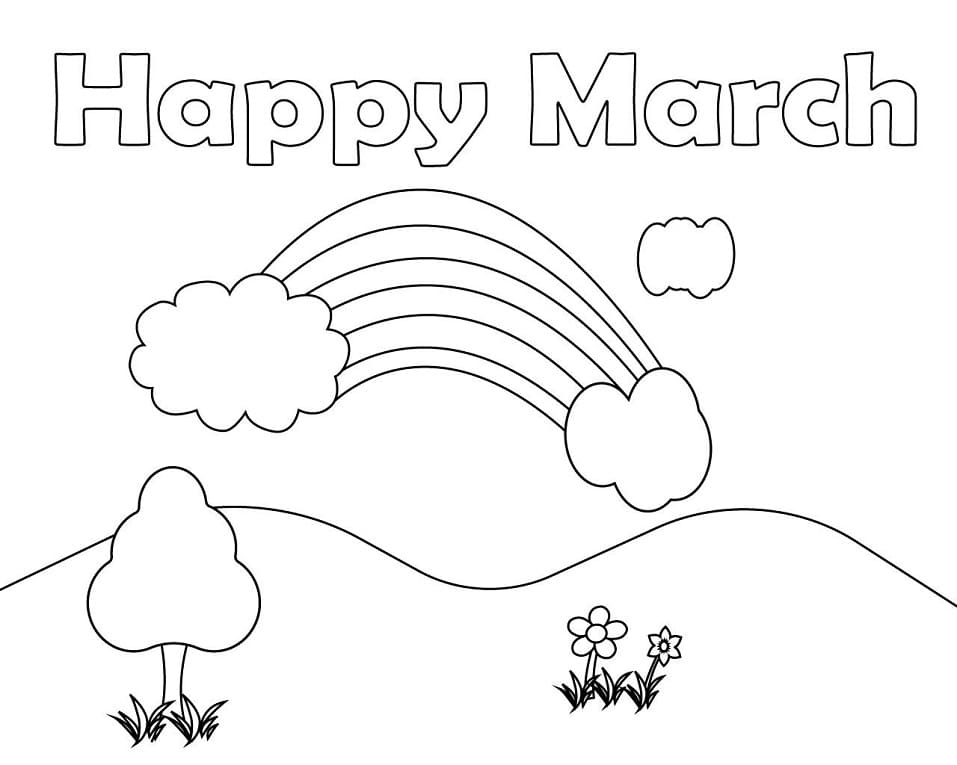 Happy March coloring page