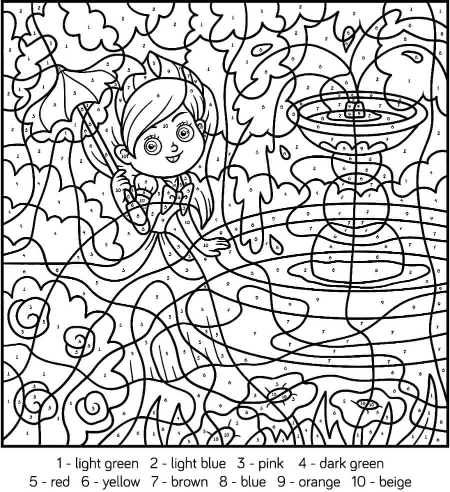 Happy Princess Color by Number coloring page