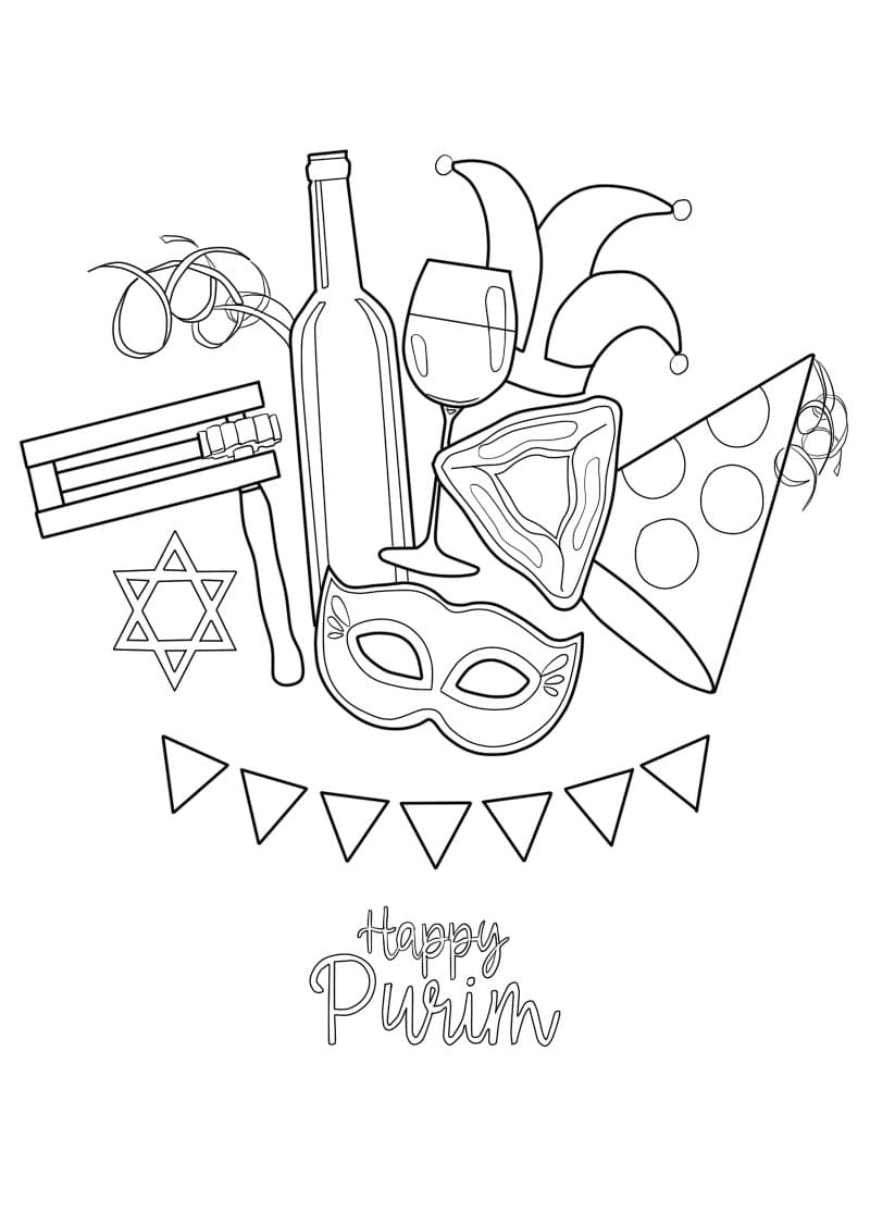 Happy Purim to Print coloring page