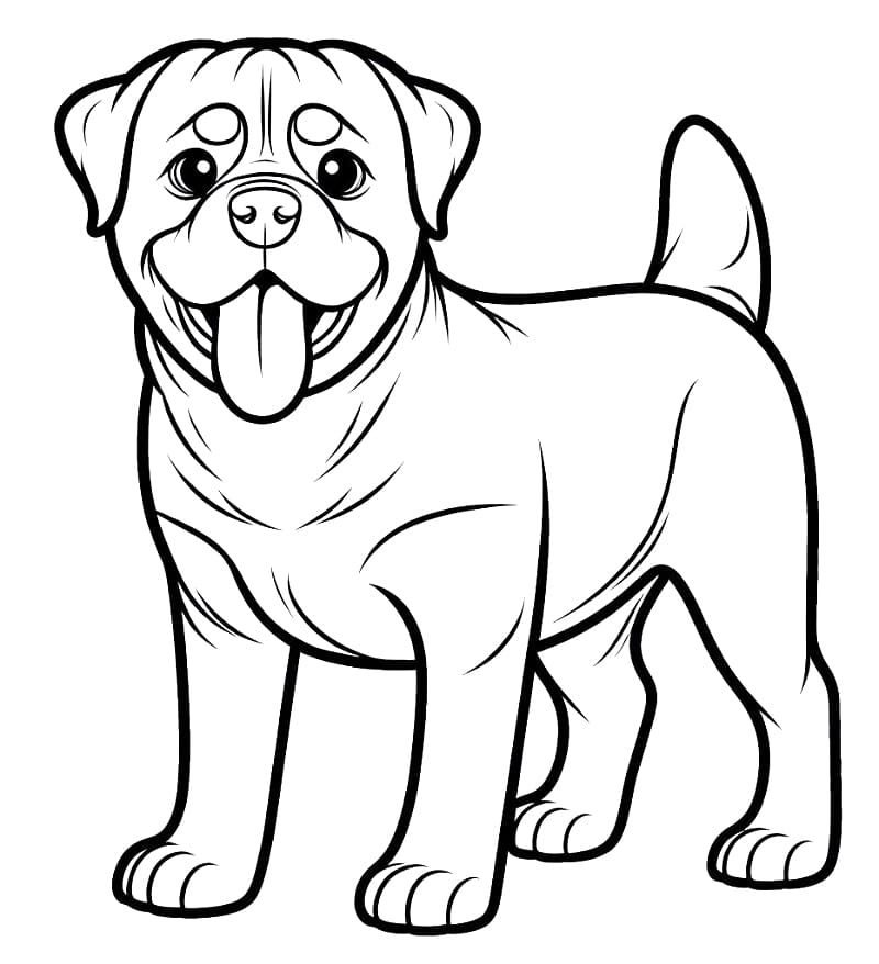 Happy Rottweiler coloring page