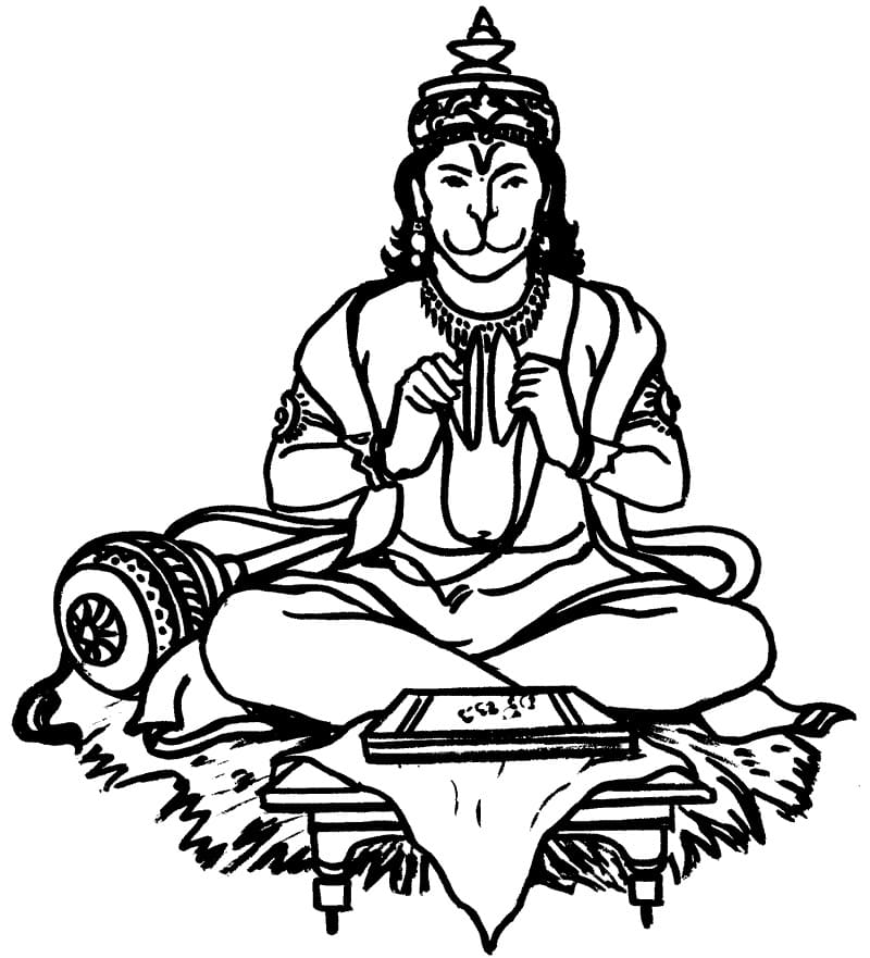 Hindu God Hanuman coloring page