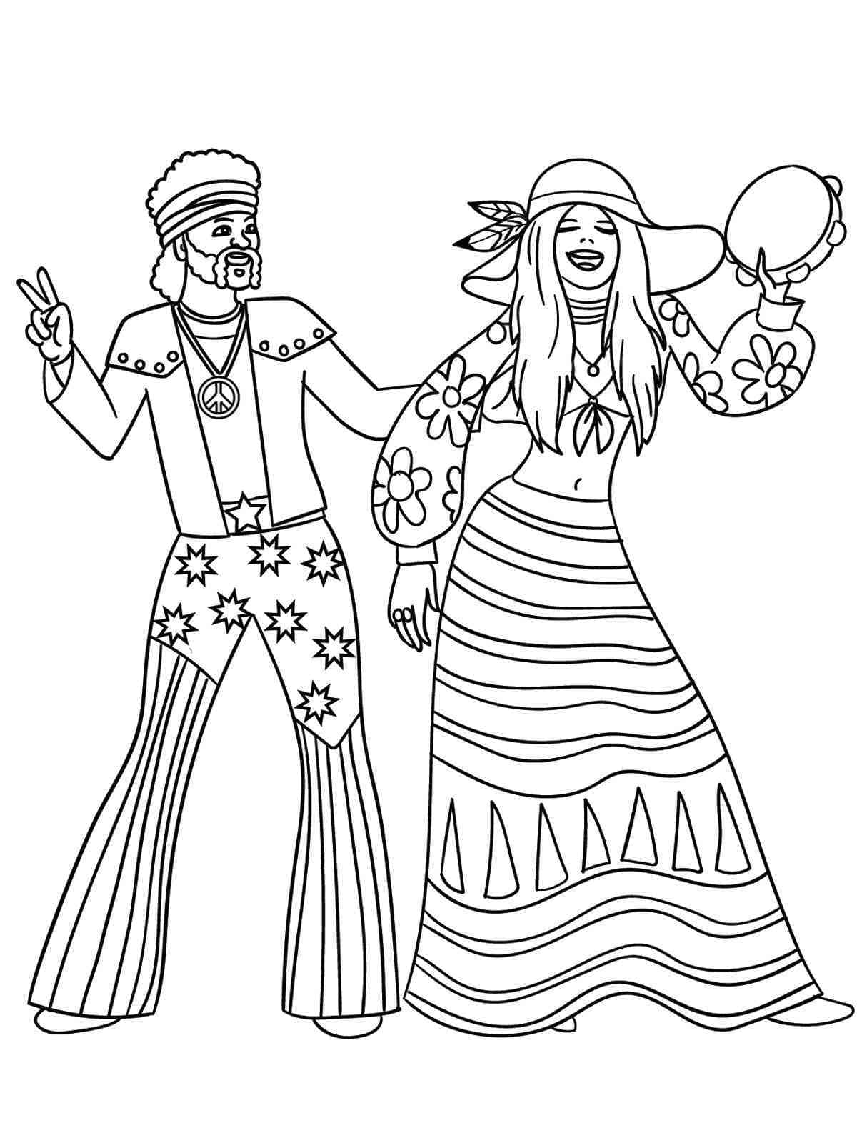 Hippie Dance coloring page Download, Print or Color Online for Free