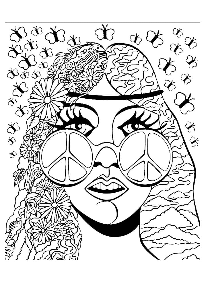 Hippie Girl coloring page