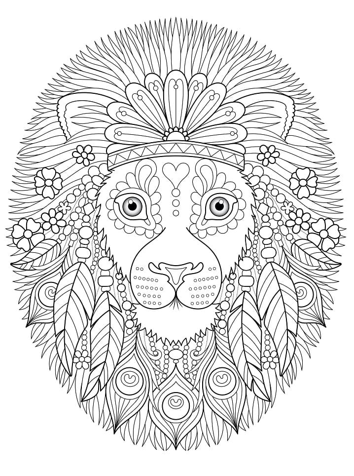 Hippie Lion coloring page