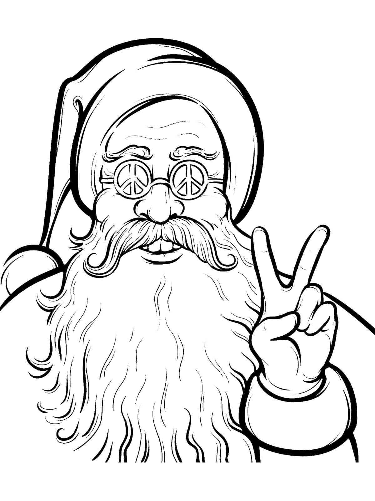 Hippie Santa Claus coloring page