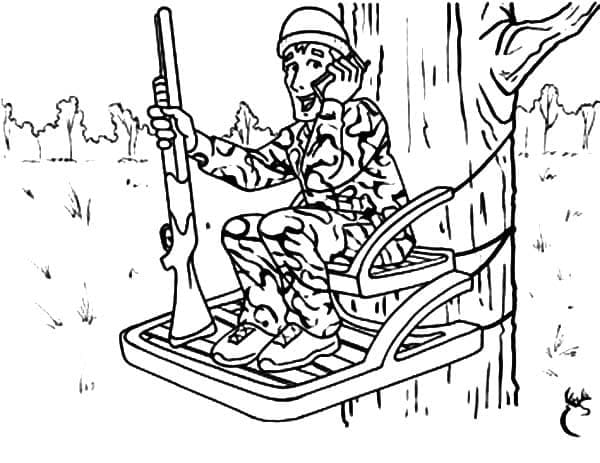 Hunter in the Tree coloring page