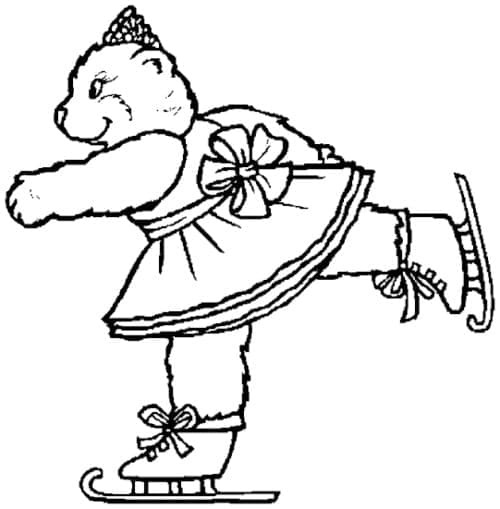 Ice Skating Bear coloring page