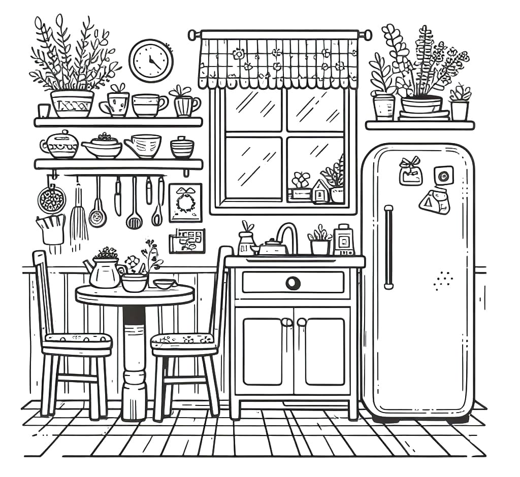 In the Kitchen coloring page - Download, Print or Color Online for Free