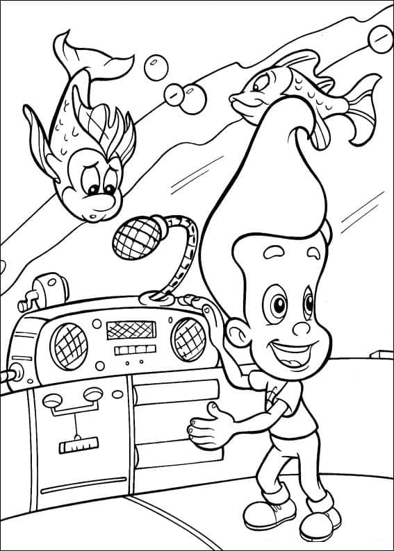 Jimmy Neutron and Fishes coloring page