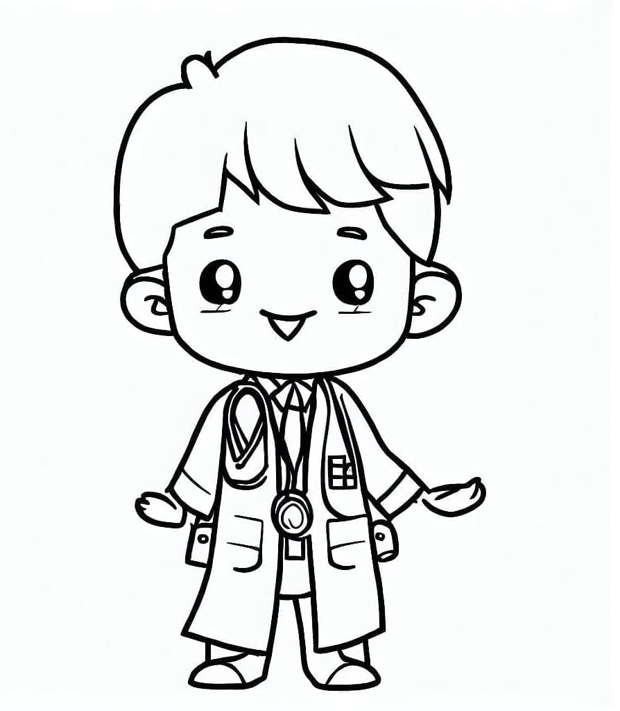 Kawaii Doctor coloring page