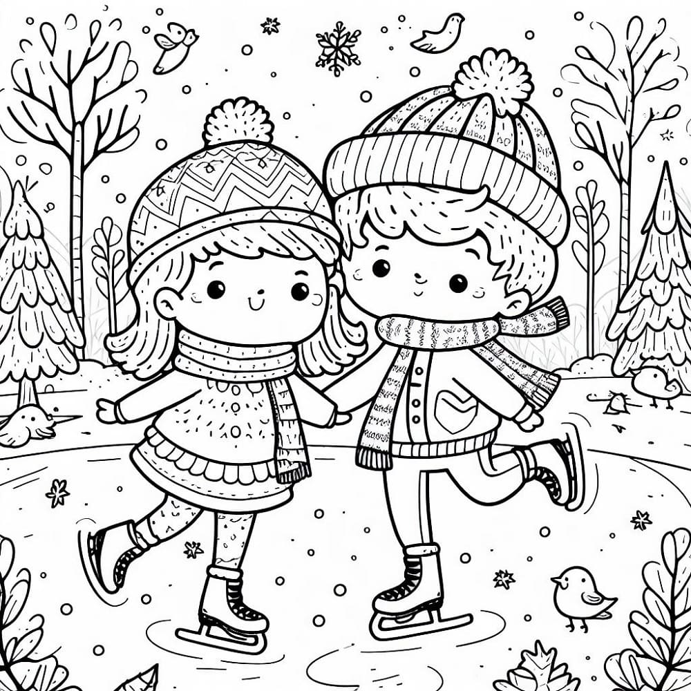 Kids Ice Skating coloring page - Download, Print or Color Online for Free