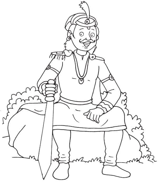 King with Sword coloring page