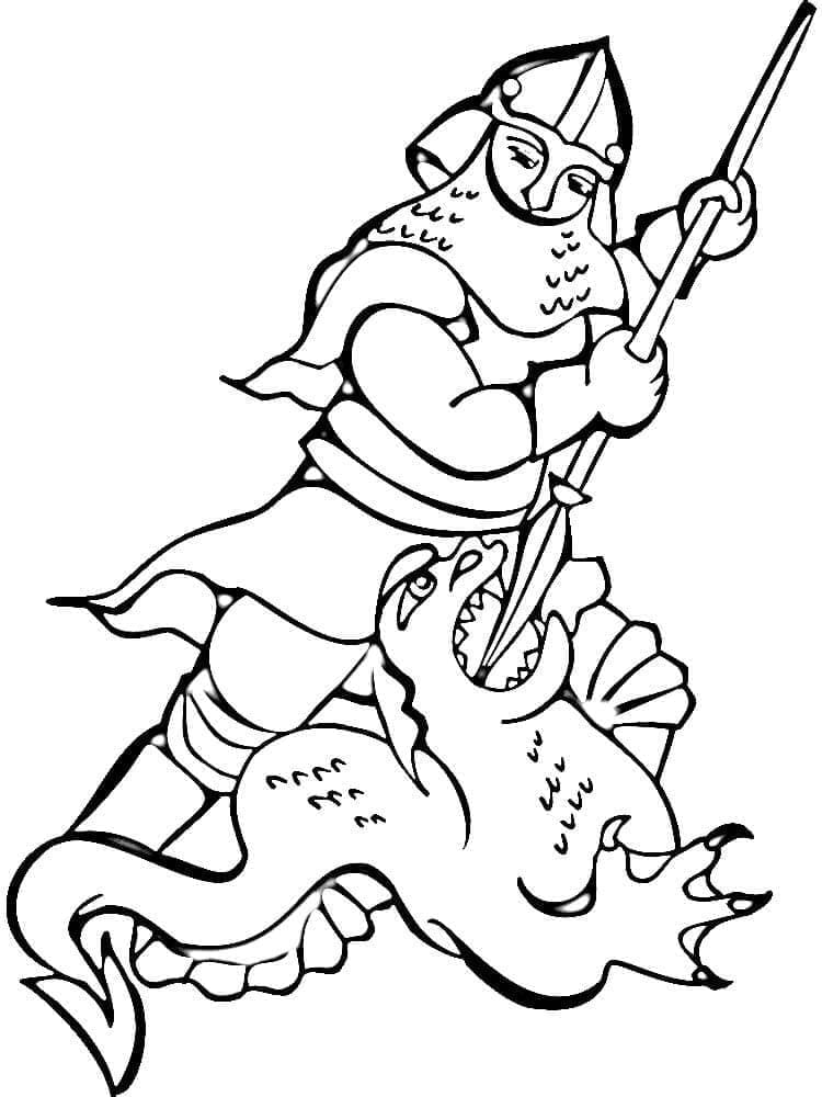 Knight vs Dragon coloring page