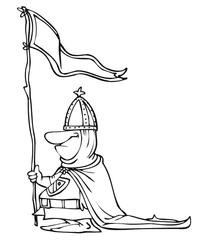 Knight with Flag coloring page