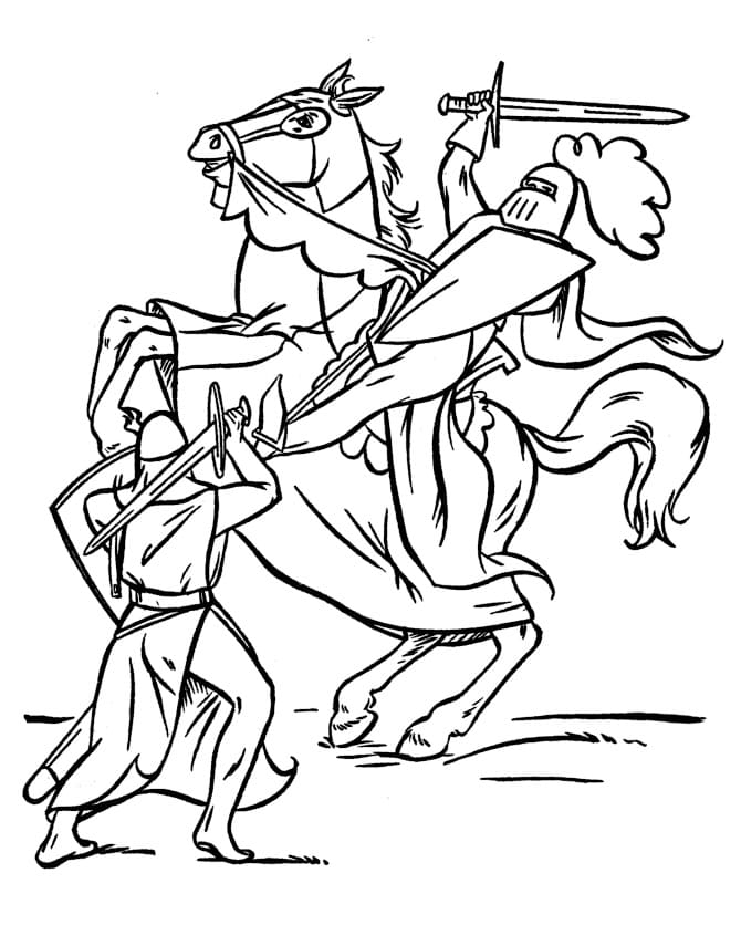 Knights Fight coloring page