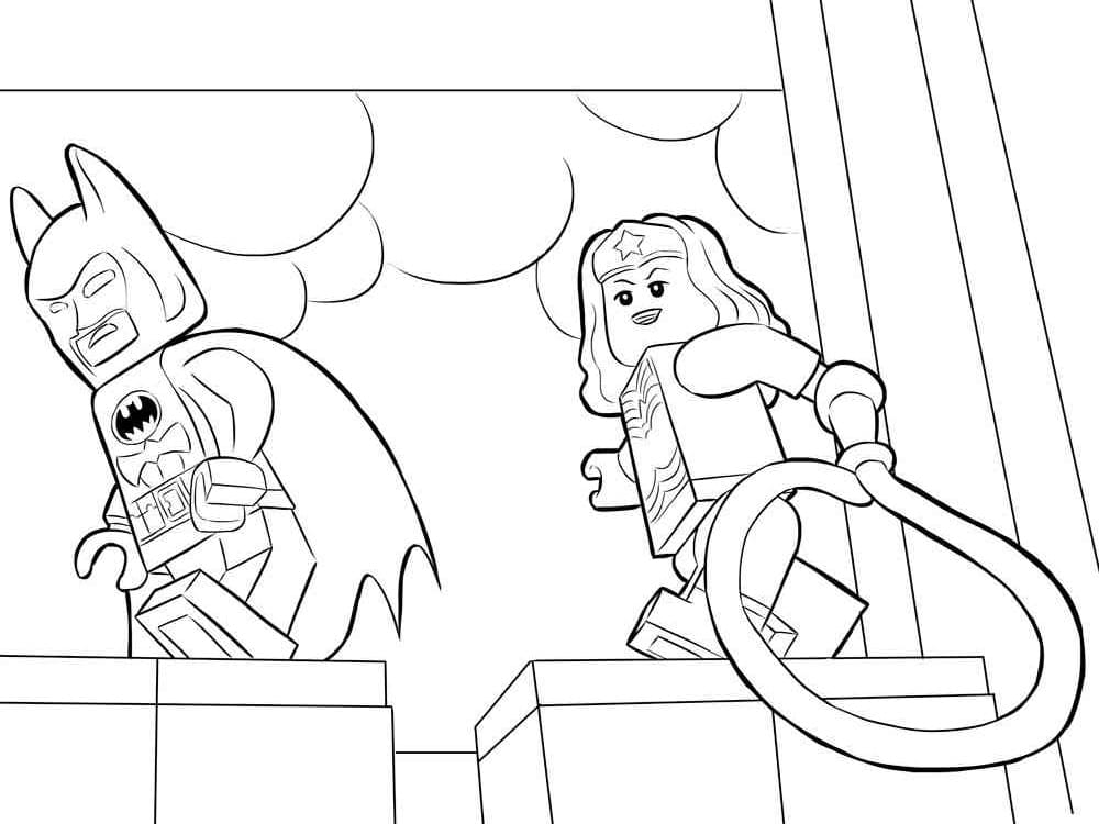 Lego Batman and Wonder Woman coloring page