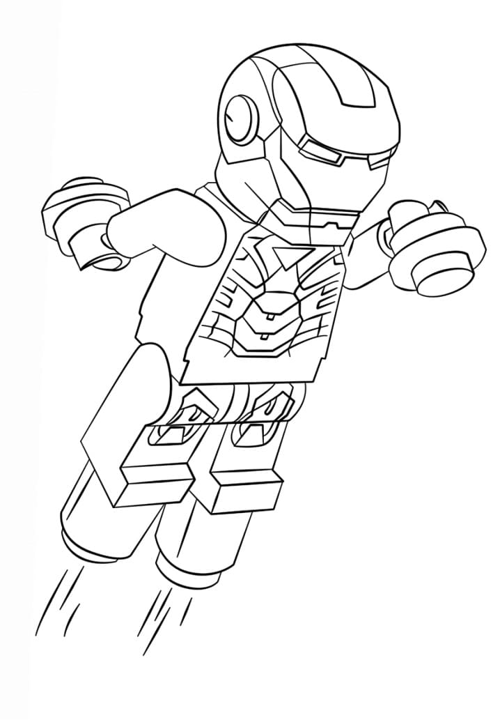 Lego Iron Man is Flying coloring page