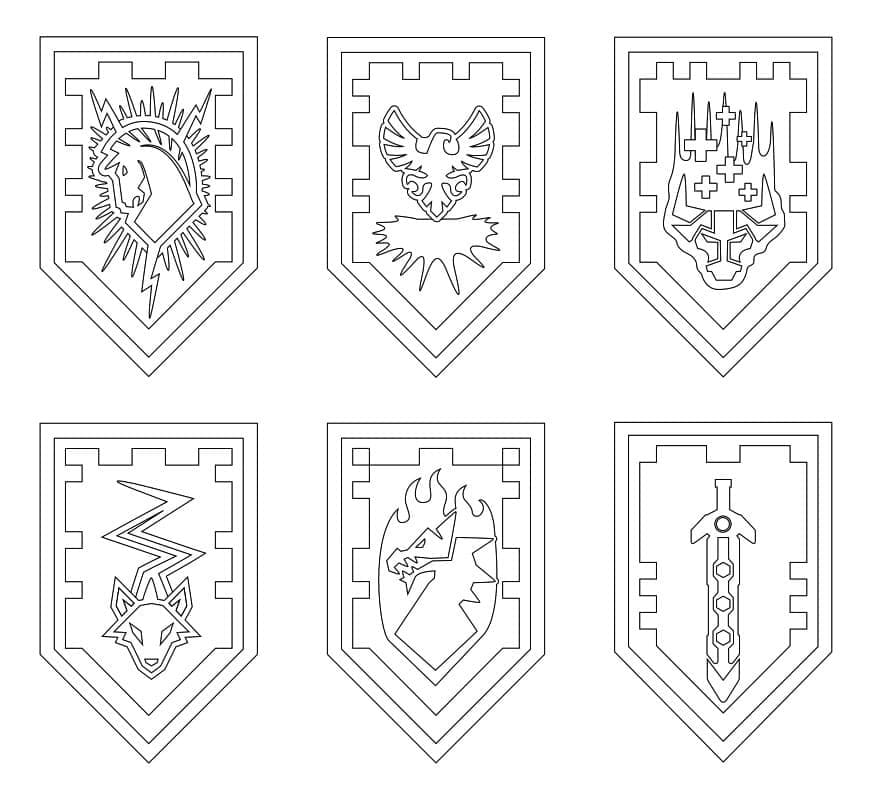 Lego Nexo Knights Shields coloring page