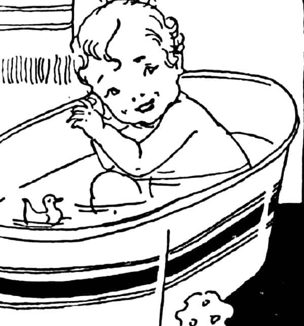 Little Baby and Rubber Duck coloring page