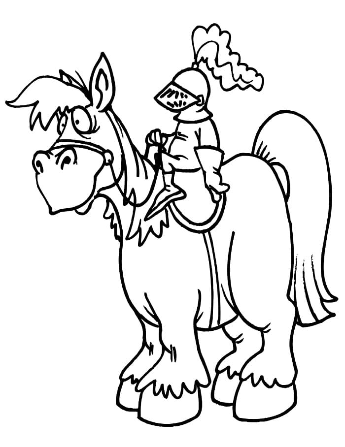 Little Knight and Big Horse coloring page