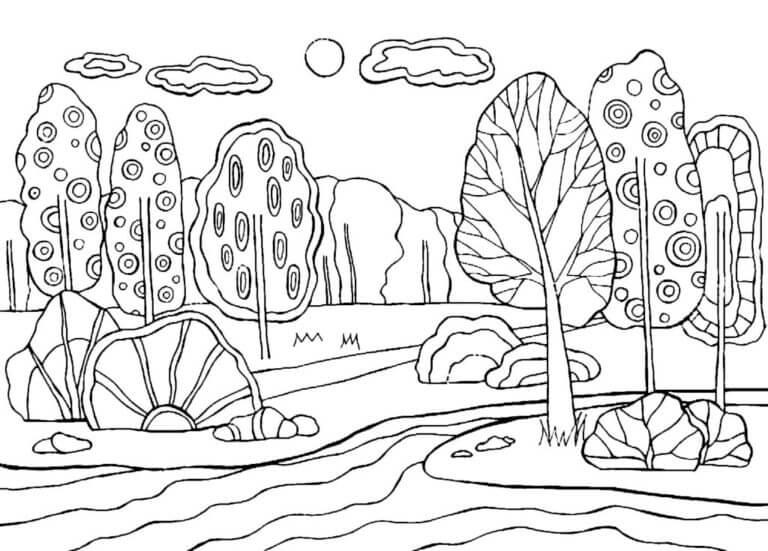 Lots Of Trees coloring page