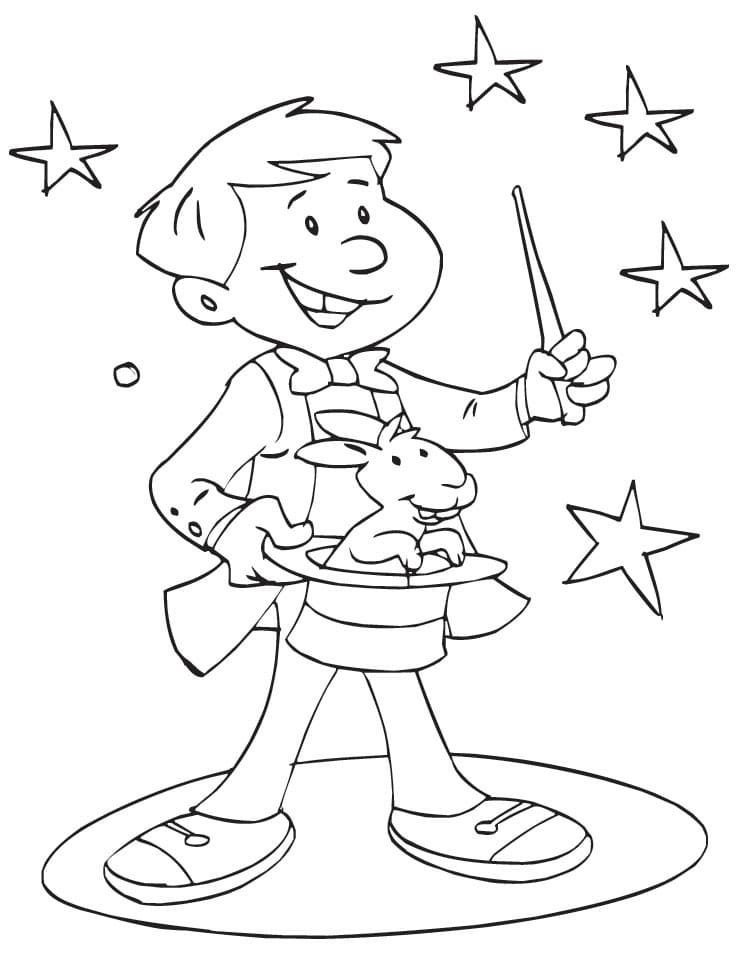 Magician and Magic coloring page