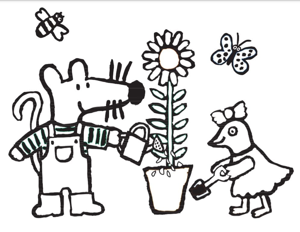 Maisy and Flower' coloring page - Download, Print or Color Online for Free