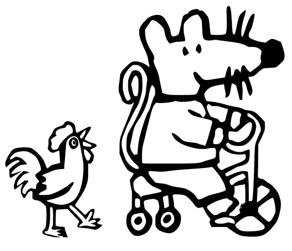 Maisy and Rooster coloring page