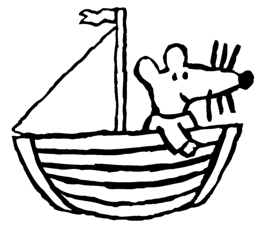 Maisy on A Boat coloring page