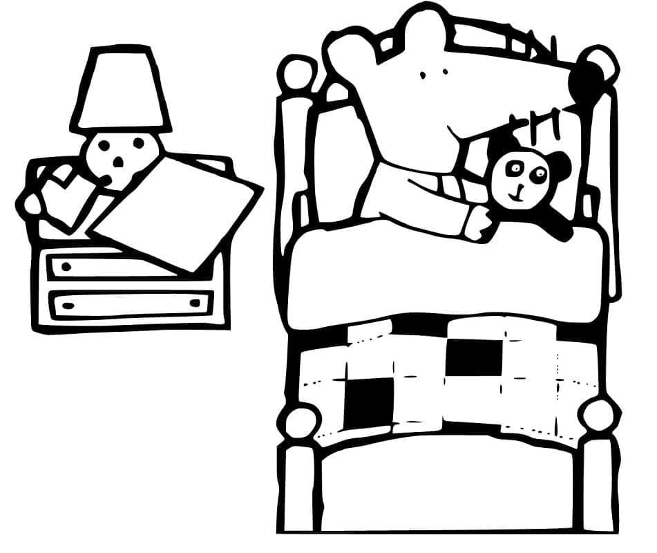 Maisy on Bed coloring page