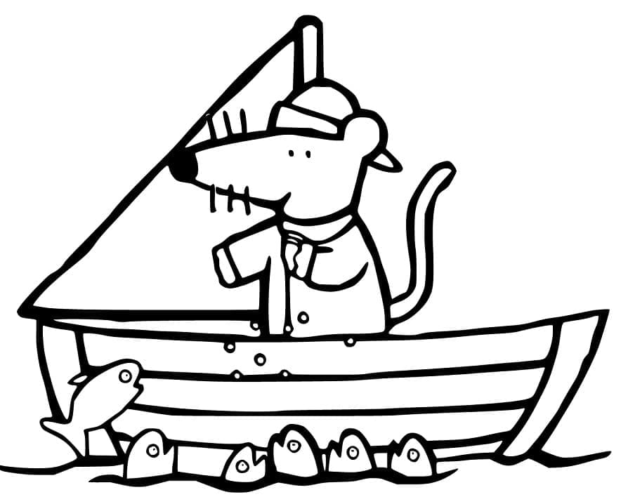 Maisy on Boat coloring page