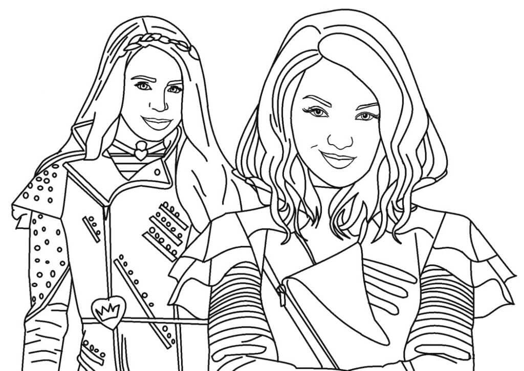 Mal and Evie from Descendents coloring page