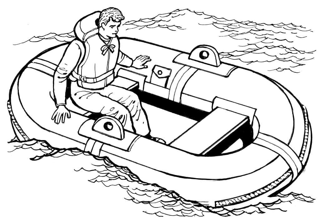 Man on Life Raft coloring page