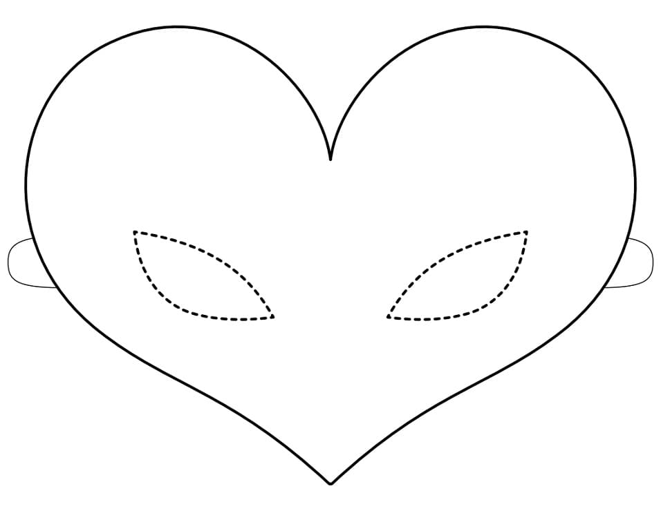 Mardi Gras Heart Mask coloring page