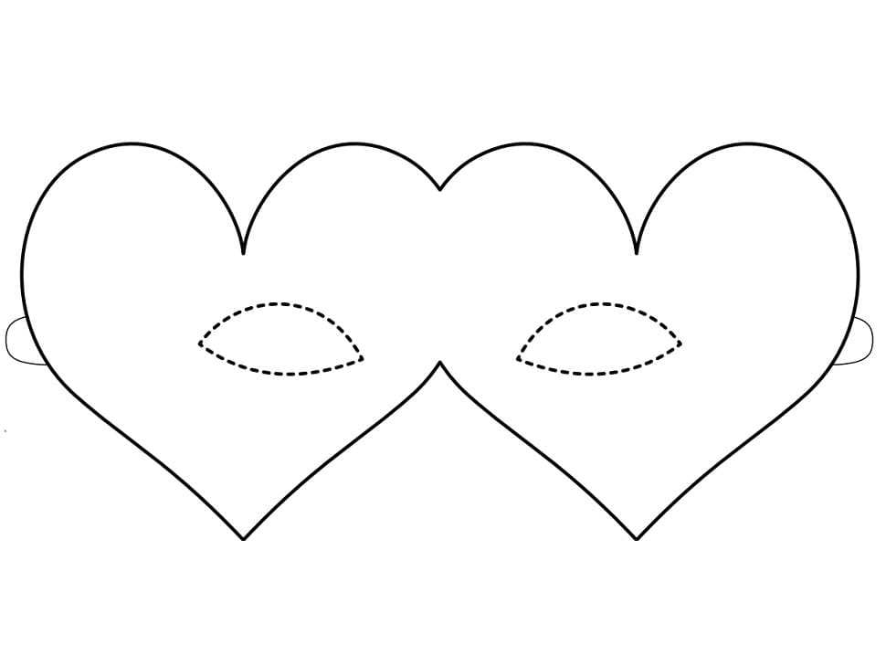 Mardi Gras Hearts Mask coloring page