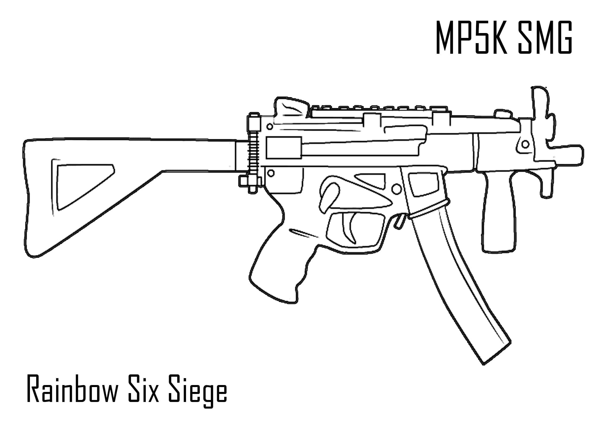 MP5K SMG Gun coloring page - Download, Print or Color Online for Free