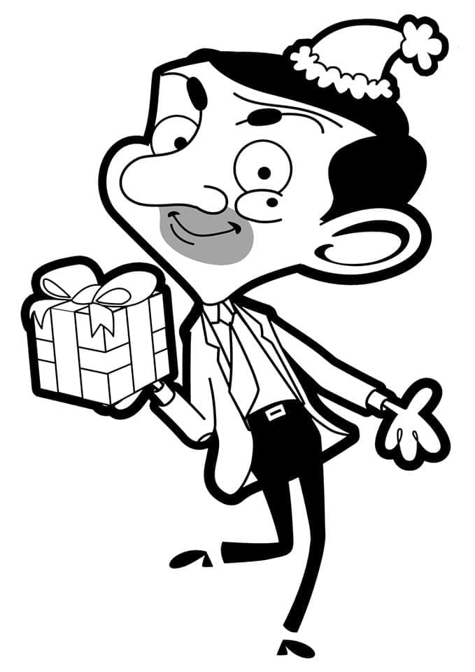 Mr Bean and Birthday Gift coloring page