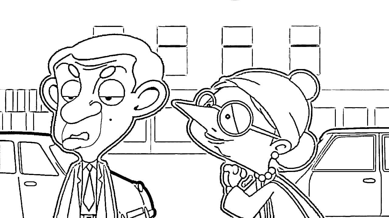 Mr Bean and Irma Gobb coloring page