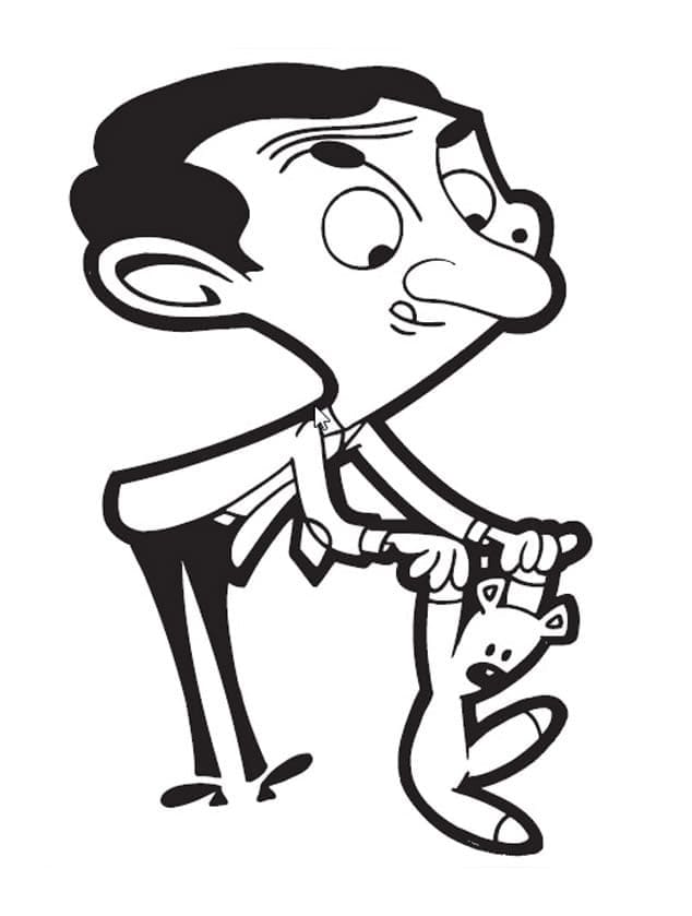 Mr Bean and Teddy Bear coloring page - Download, Print or Color Online for  Free