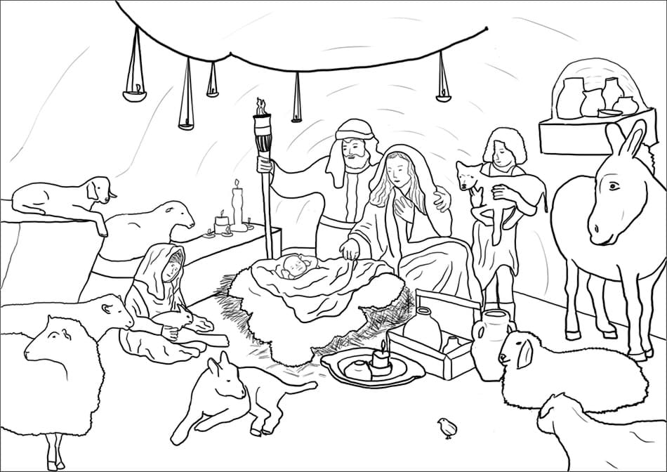 Nativity Scene Printable coloring page