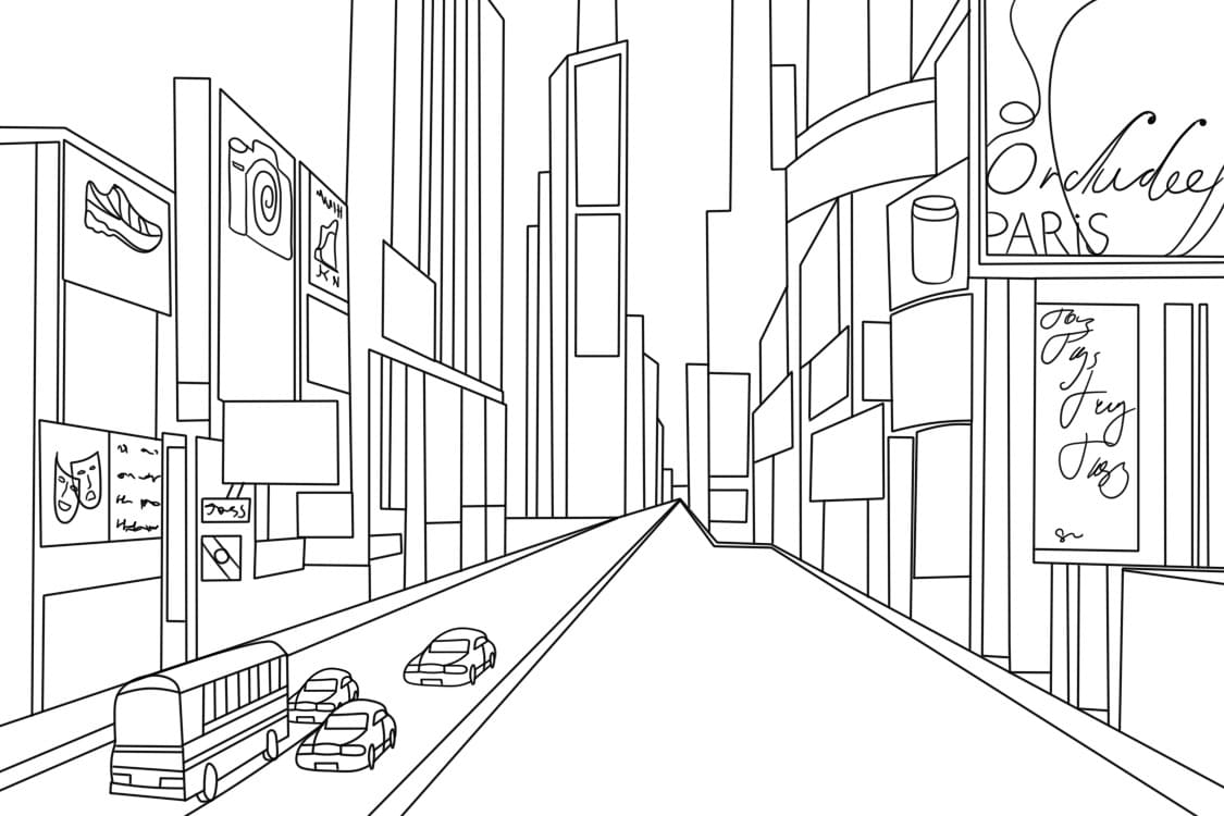 New York Street coloring page - Download, Print or Color Online for Free