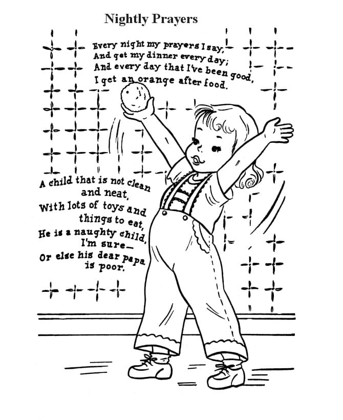 Nursery Rhyme Nightly Prayers coloring page