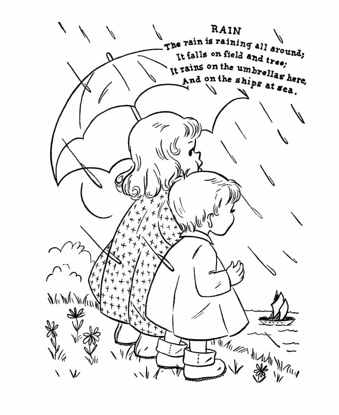 Nursery Rhyme Rain coloring page