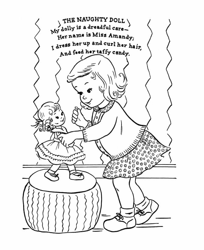 Nursery Rhyme The Naughty Doll coloring page